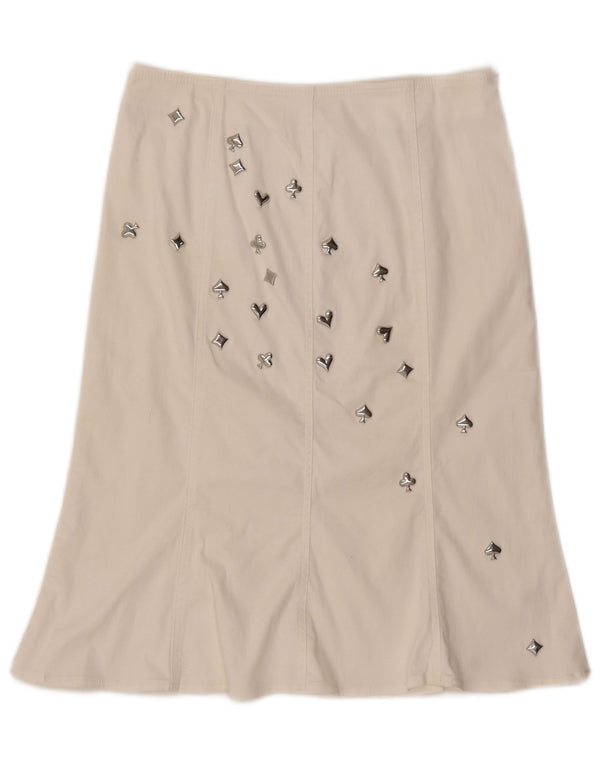 MOSCHINO Jupe trapèze taille haute pour femme UK 14 W30 L23 Coton blanc