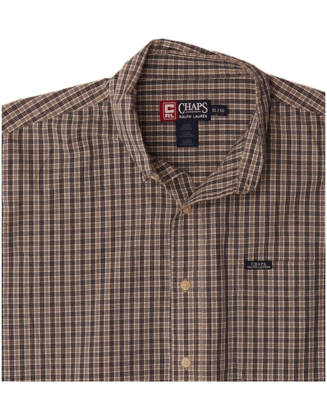 Chaps Ralph Lauren Chemise à manches courtes pour hommes XL Bleu à carreaux en coton