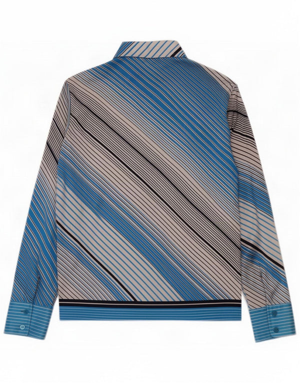 Chemise femme vintage IT 46 Large Bleu Rayé Polyester