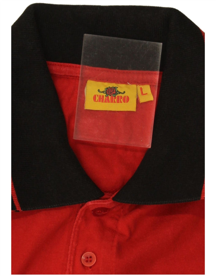 Charro Polo Graphique Homme Grand Coton Colorblock Rouge