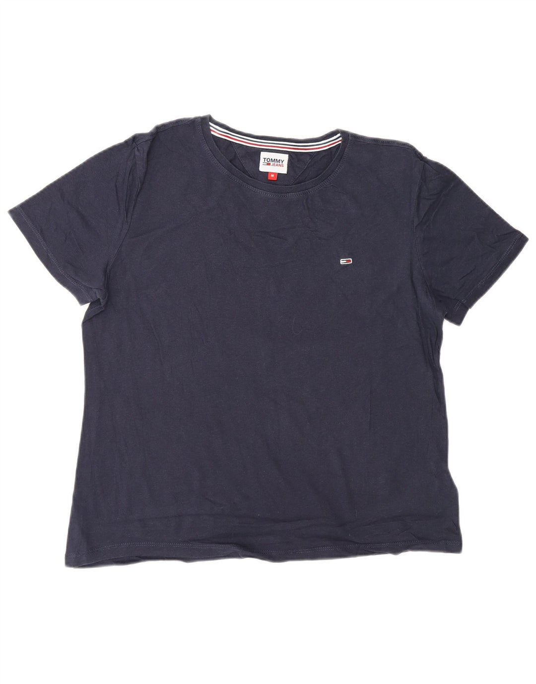 TOMMY HILFIGER T-Shirt Femme Top UK 14 Bleu Marine Moyen Coton