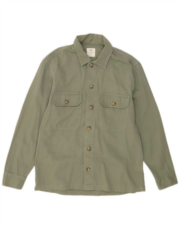 Marks & Spencer Chemise Surchemise Homme Vert Moyen Coton