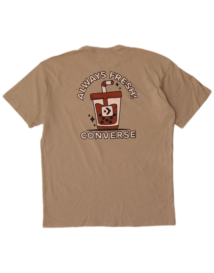Converse T-shirt graphique pour homme en coton beige Taille L