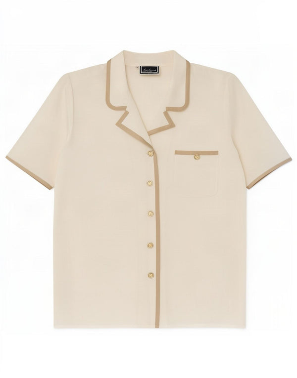Luisa Spagnoli Chemisier à manches courtes pour femme IT 46 Large Blanc Polyester