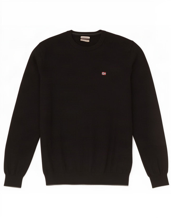 Napapijri Pull à col rond pour homme en laine noire moyenne