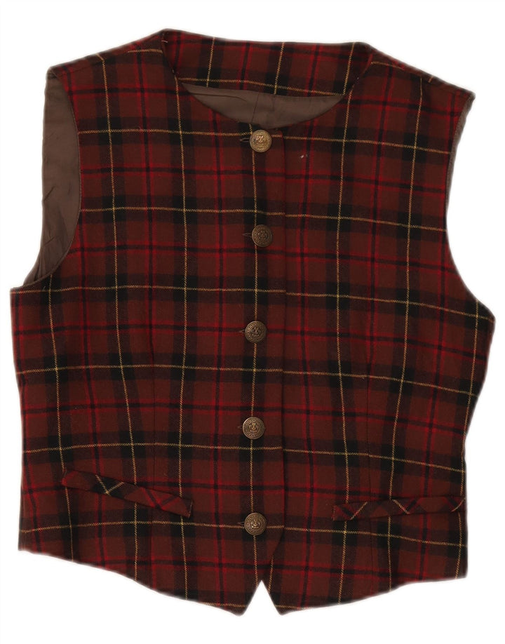 vintage Femme 2 Pièces Ensemble IT 42/44 Moyen W26 L28 Laine à Carreaux Rouge