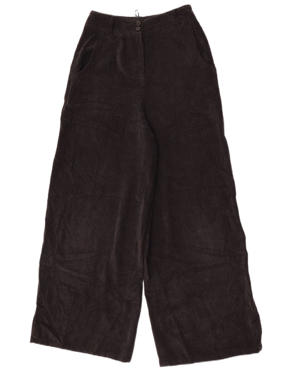Benetton Pantalon Capri en velours côtelé à jambe large pour femme XS W24 L20 Noir Polyester