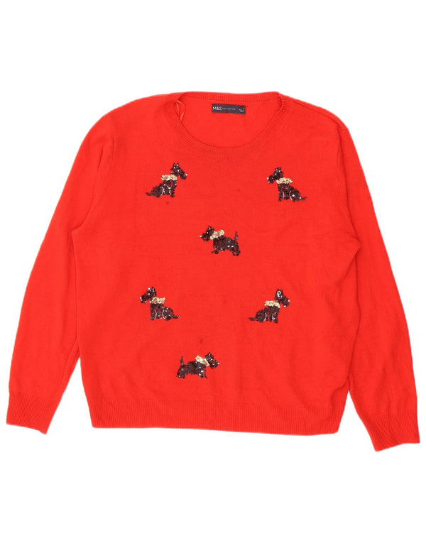 Marks & Spencer Pull col bateau pour femme UK 16 Large Rouge
