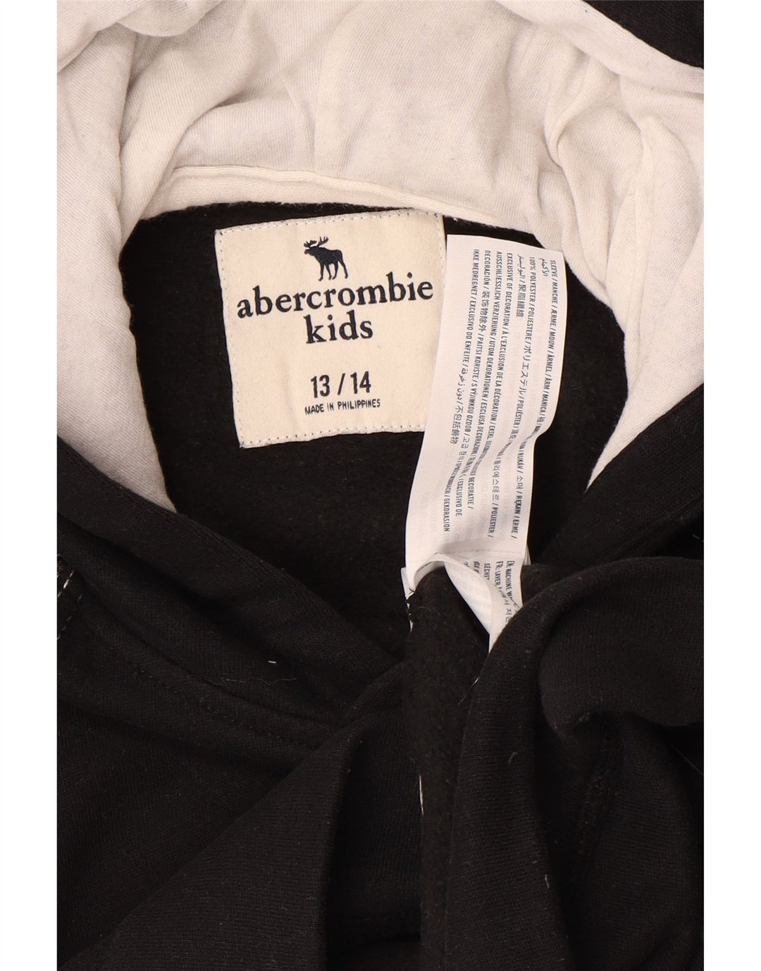 ABERCROMBIE & FITCH Pull à capuche pour garçon 13-14 ans Noir Moucheté Polyester