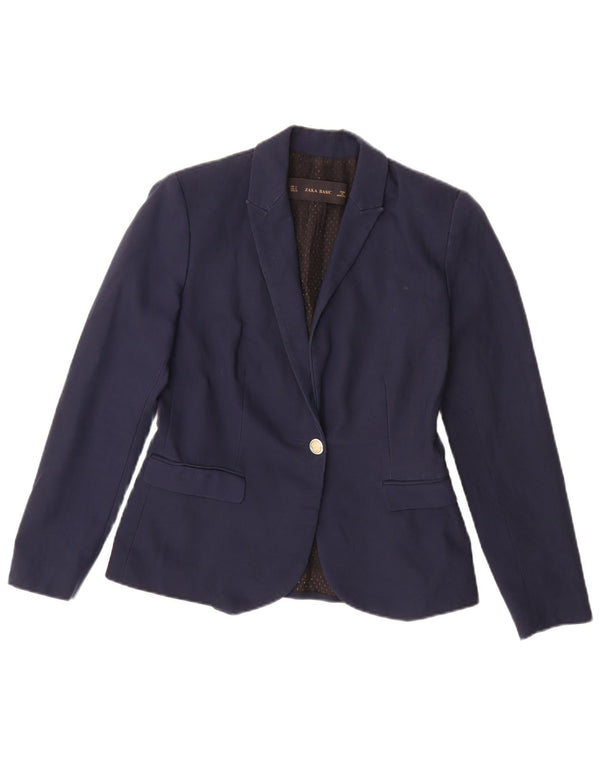Zara Femme 1 Bouton Blazer Veste UK 10 Petit Bleu Marine