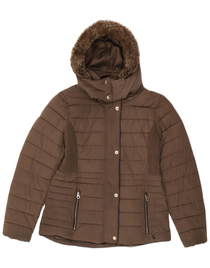 Joules Veste matelassée à capuche pour femme UK 12 Marron moyen Polyester