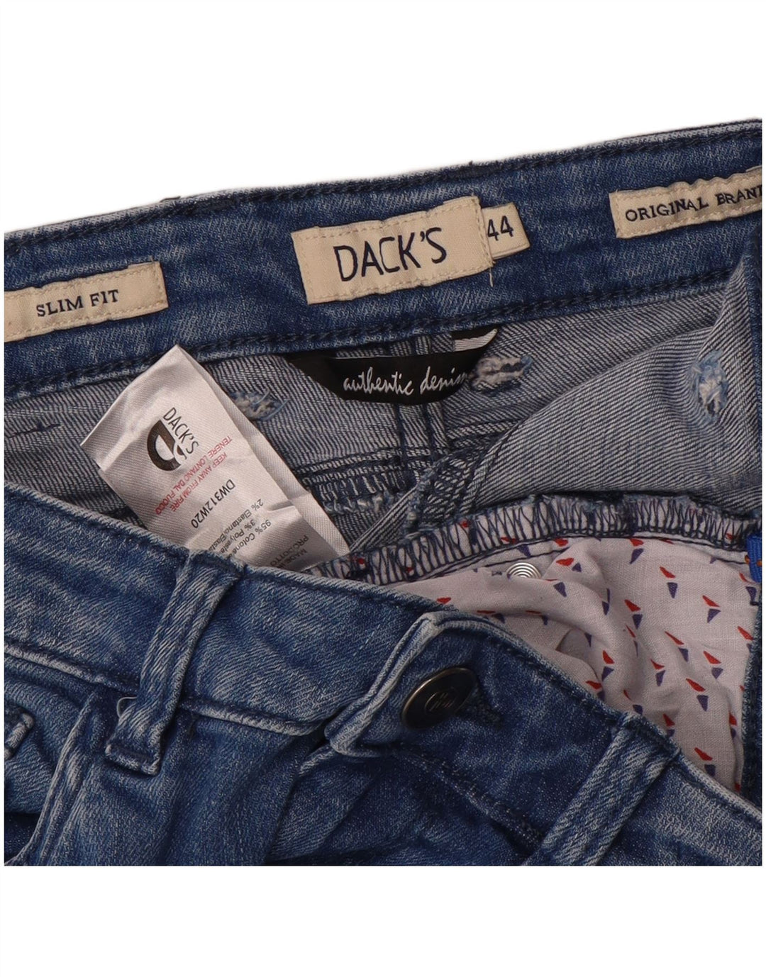 Dack's Jean Slim Femme IT 44 Medium W30 L28 Bleu Coton