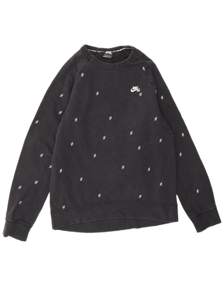 NIKE Mens Graphic Sweatshirt Jumper Medium Black Cotton