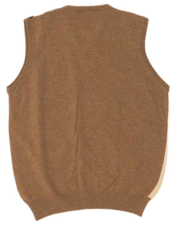 Brooksfield Mens Vest Débardeur IT 52 Large Beige Argyle/Diamond Laine Mérinos