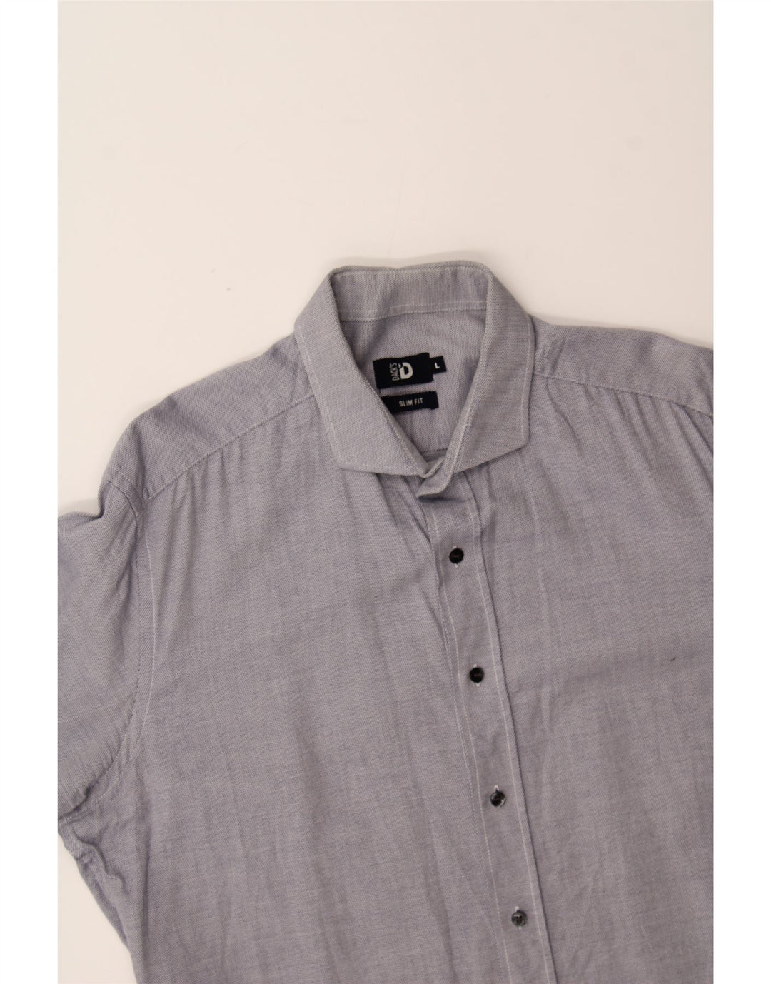 DACK'S Mens Slim Fit Shirt Large Grey Cotton Vintage Dack's and Second-Hand Dack's from Messina Hembry 