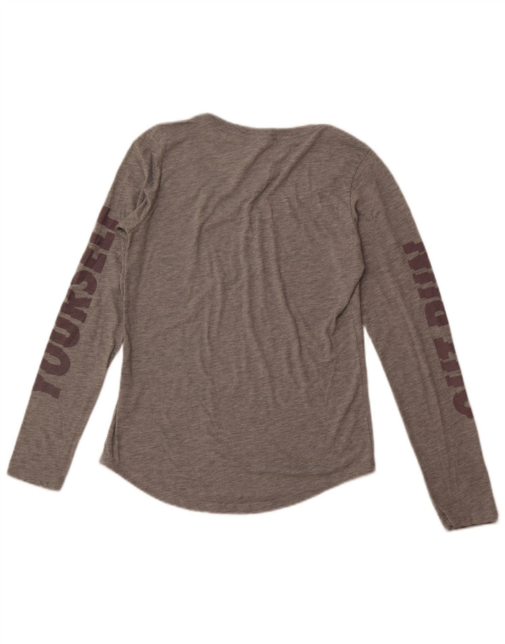 NIKE Haut graphique à manches longues pour femmes UK 10 Petit Gris Polyester