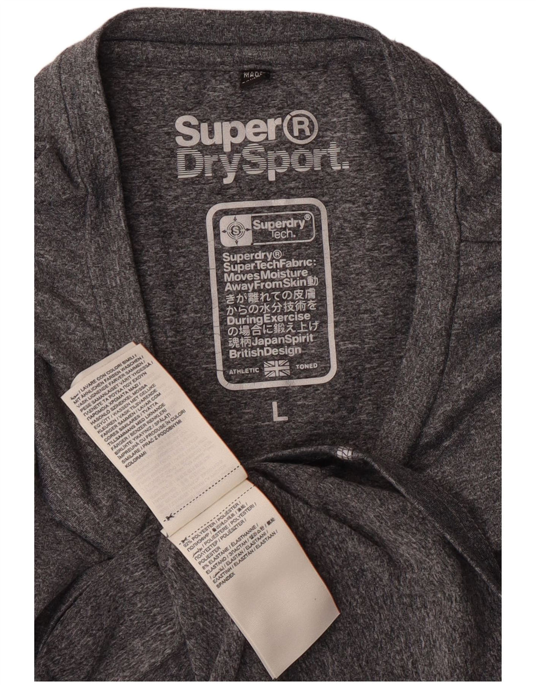 Superdry T-Shirt Graphique Femme UK 14 Large Gris Moucheté Polyester