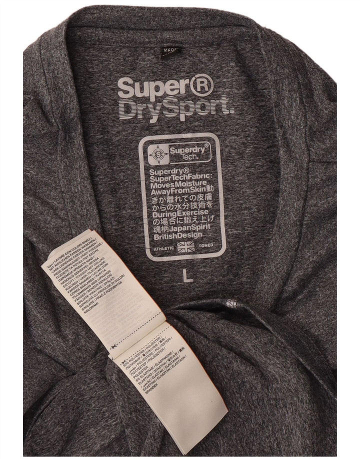 Superdry T-Shirt Graphique Femme UK 14 Large Gris Moucheté Polyester