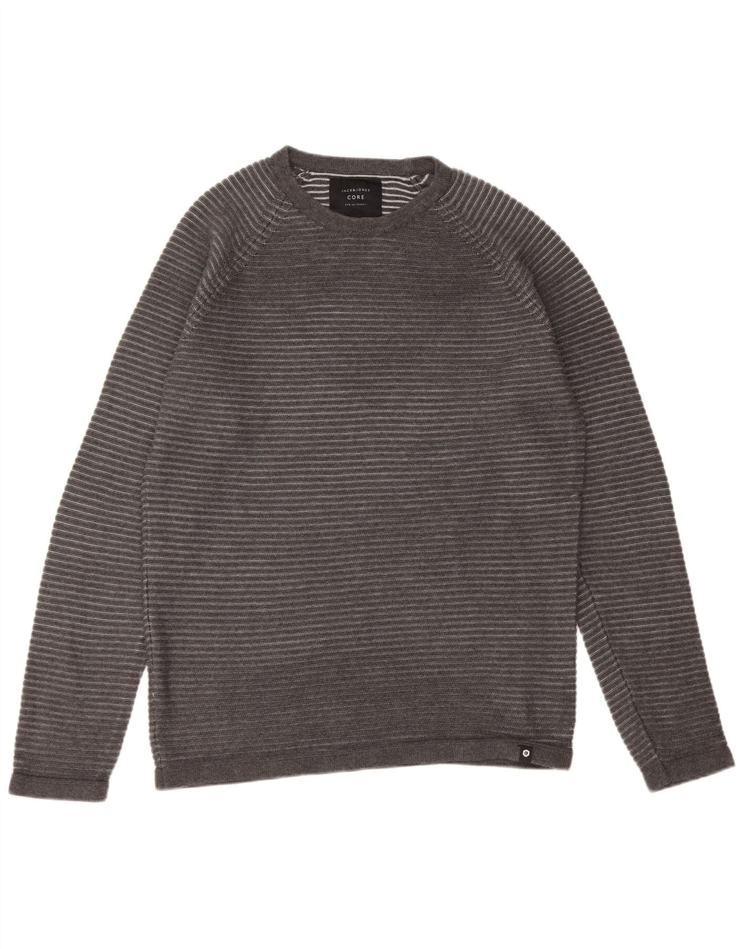 JACK & JONES Pull à col rond pour homme, grandes rayures grises