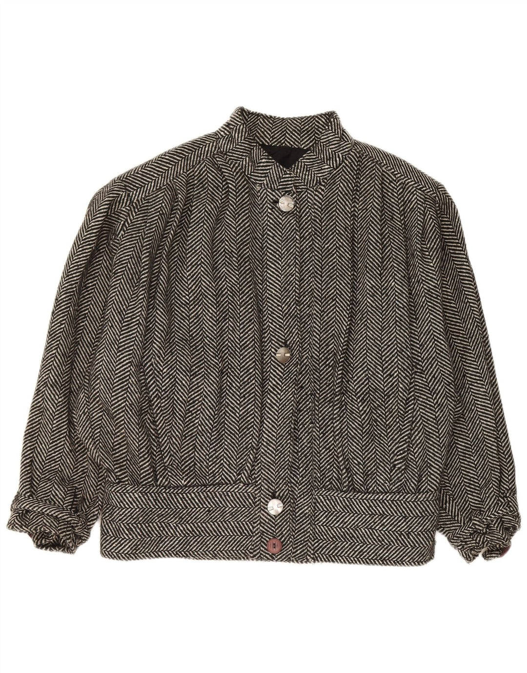 Veste Bomber Femme Vintage UK 20 2XL Gris Chevrons