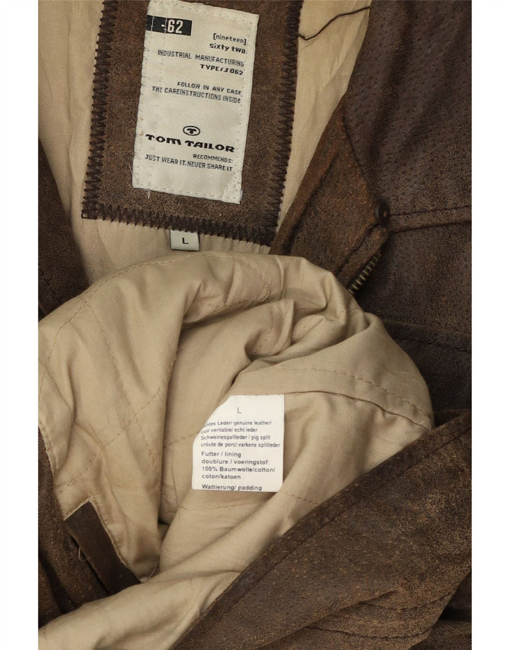 Tom Tailor Veste en daim pour homme UK 40 Grand cuir marron