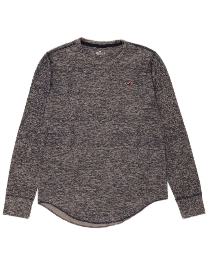 HOLLISTER Haut à manches longues pour homme Bleu marine moyen en coton moucheté