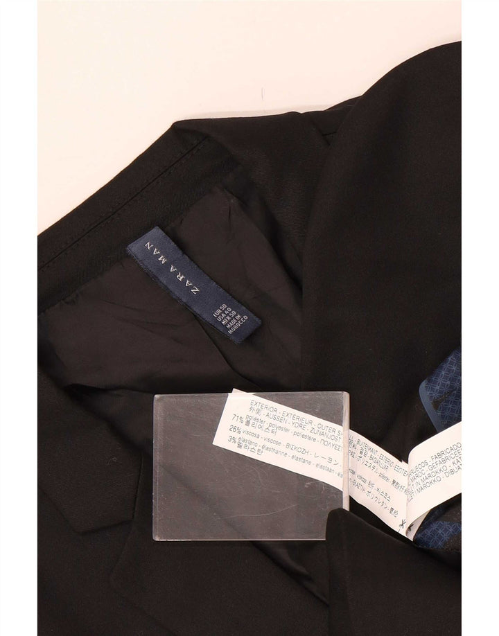 Zara Veste Blazer 2 Boutons Homme EU 50 Polyester Noir Moyen