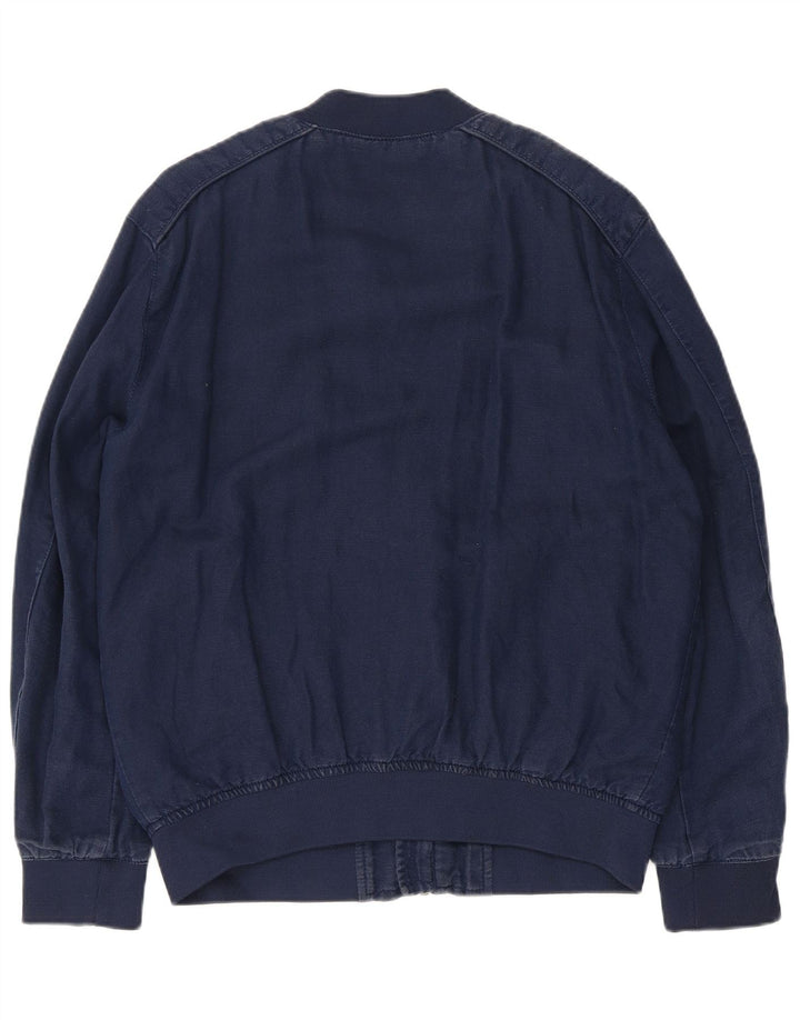 ZARA Veste Bomber Homme UK 40 Large Bleu Marine Polyester