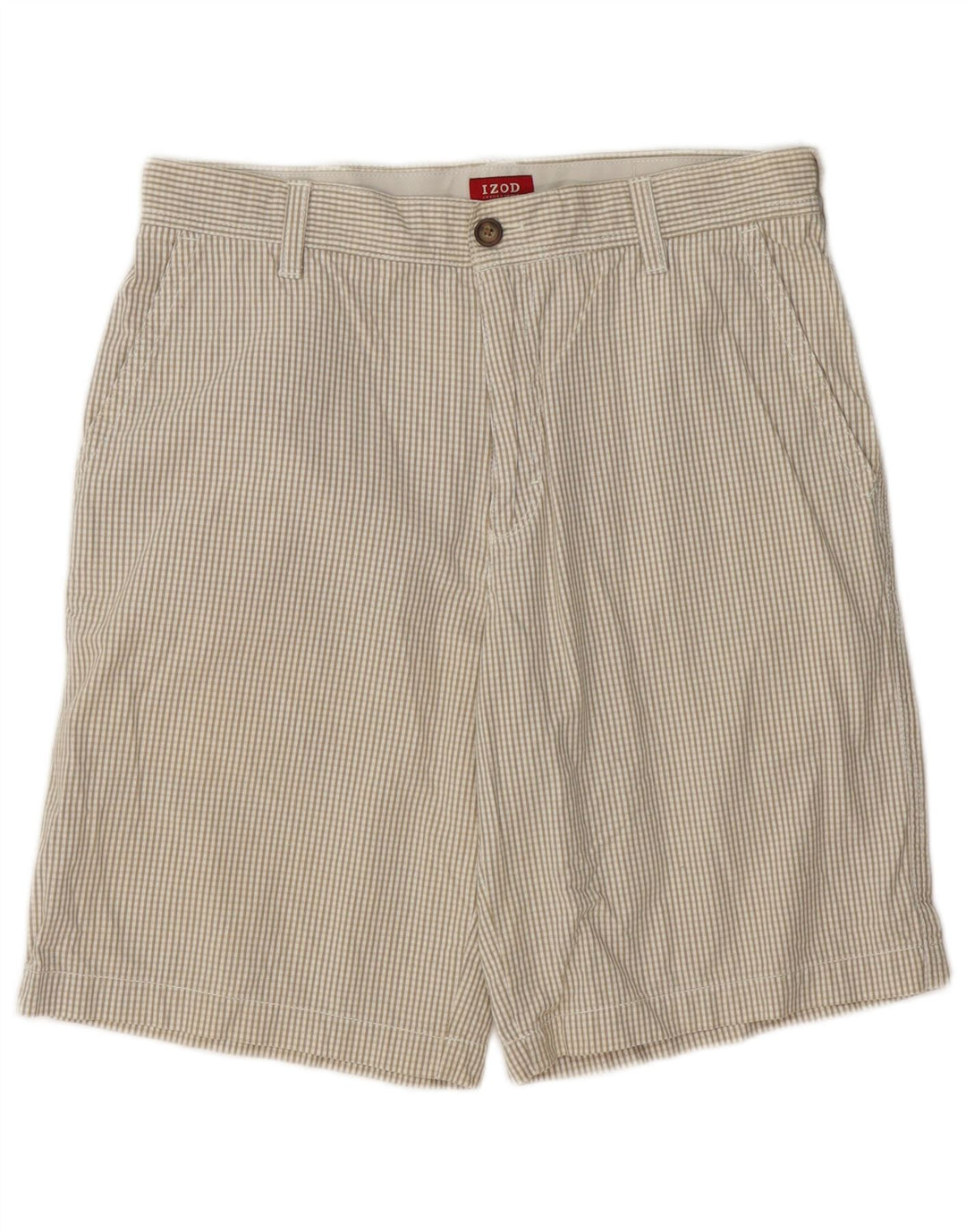 IZOD Short Chino Homme W32 Coton Vichy Beige Moyen