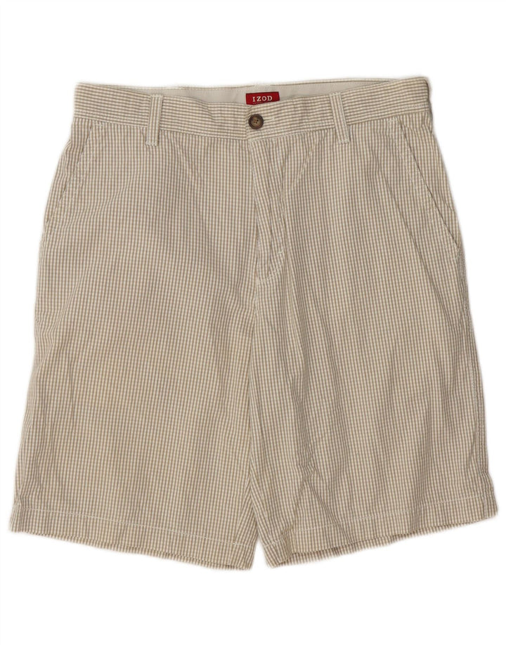 IZOD Short Chino Homme W32 Coton Vichy Beige Moyen