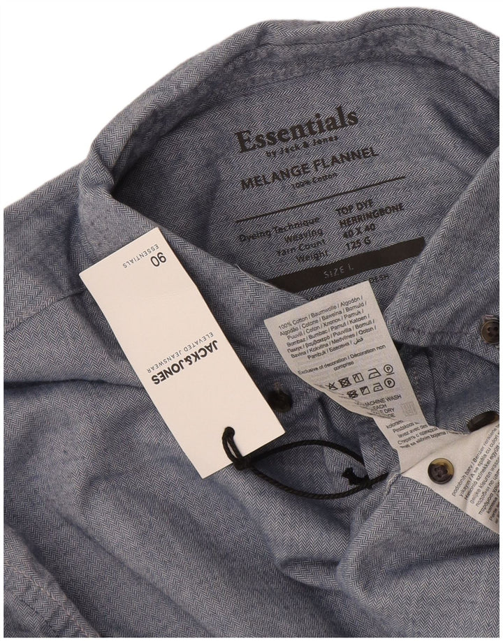 Jack & Jones Chemise en flanelle pour homme en coton à chevrons bleu grand