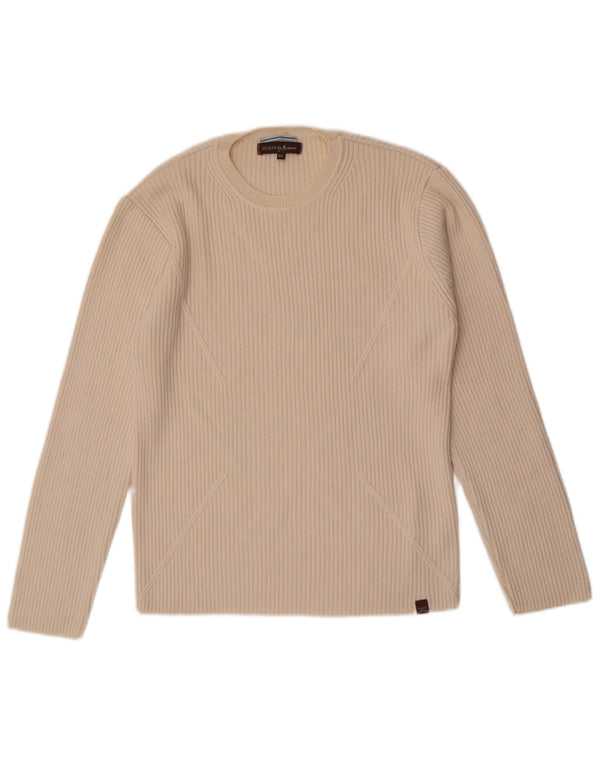 Guess Pull à col rond pour femme UK 18 XL en laine mérinos blanc cassé