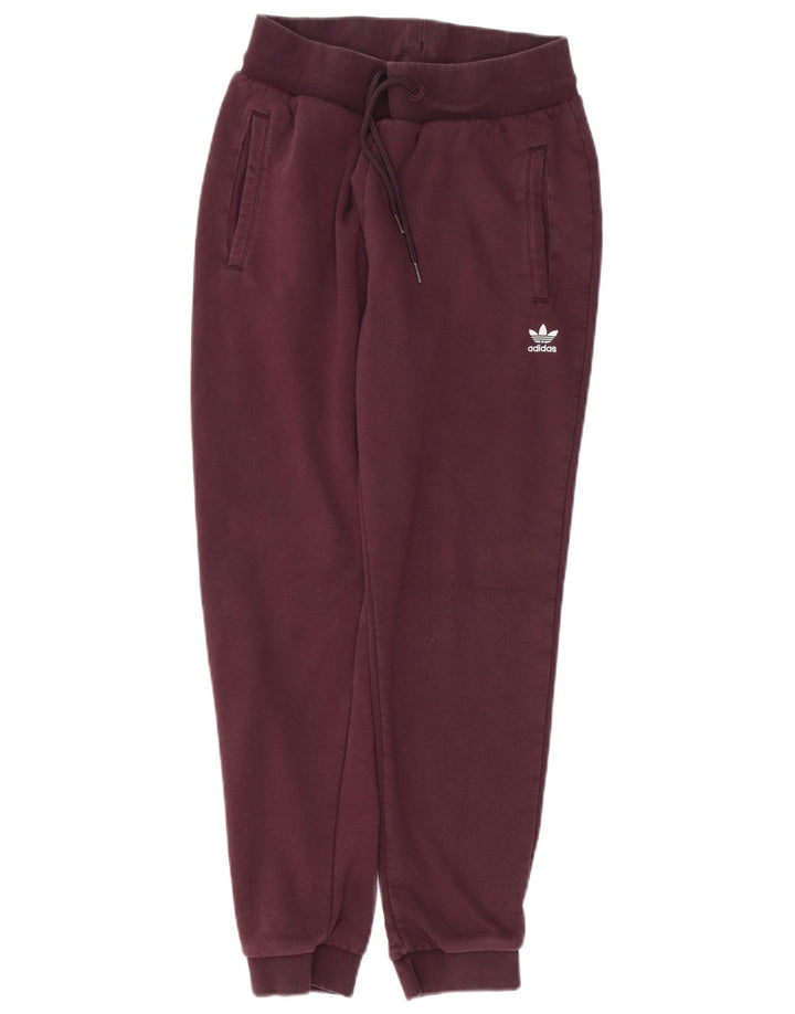 ADIDAS Pantalon de survêtement pour femme Joggers UK 10 Petit coton bordeaux