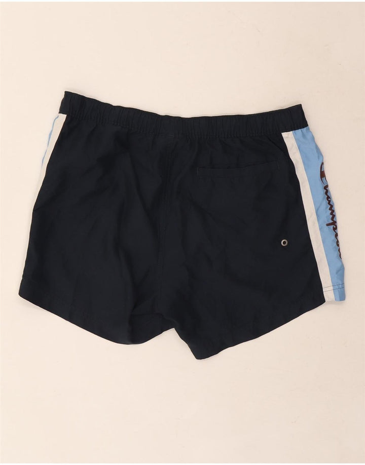 Champion Short de Sport Graphique Homme Bleu Marine Moyen Polyester Colorblock