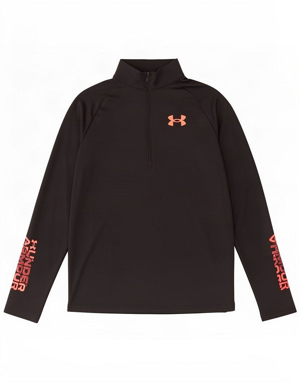 Under Armour Haut graphique à col zippé et manches longues pour garçon 13-14 ans XL Noir