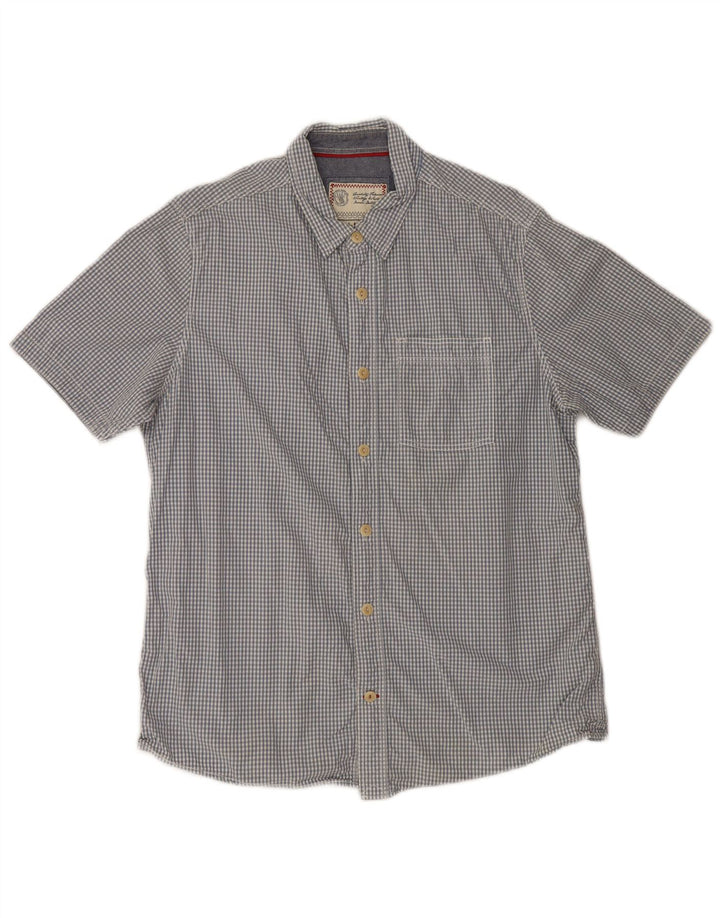 Chemise à manches courtes pour hommes Fat Face en coton vichy bleu grand