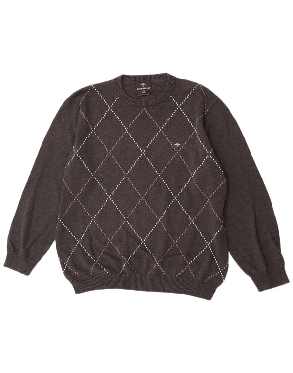 Fynch Hatton Pull col rond pour homme 2XL Gris Argyle/Diamant Coton