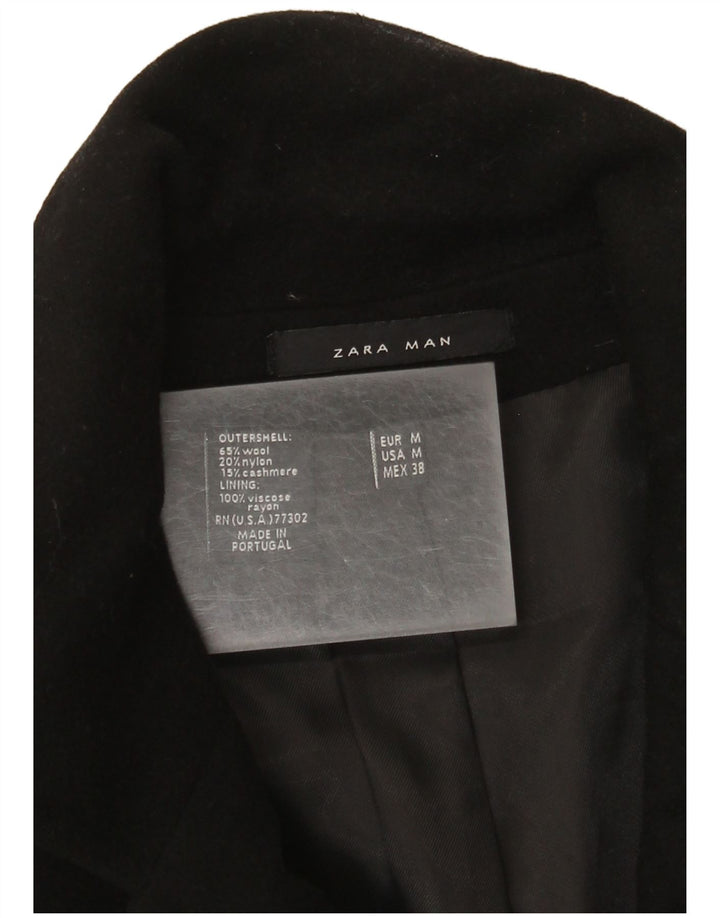 Zara Manteau Homme UK 38 Laine Noir Moyen