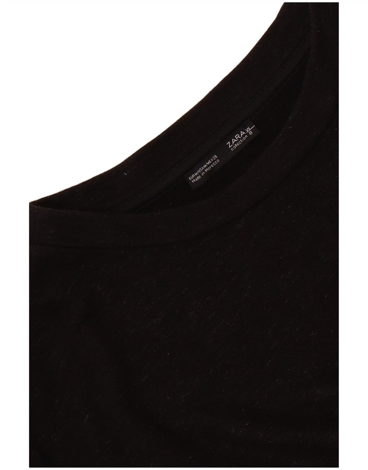 Zara Femme Top Manches Longues UK 44 Medium Noir Moucheté