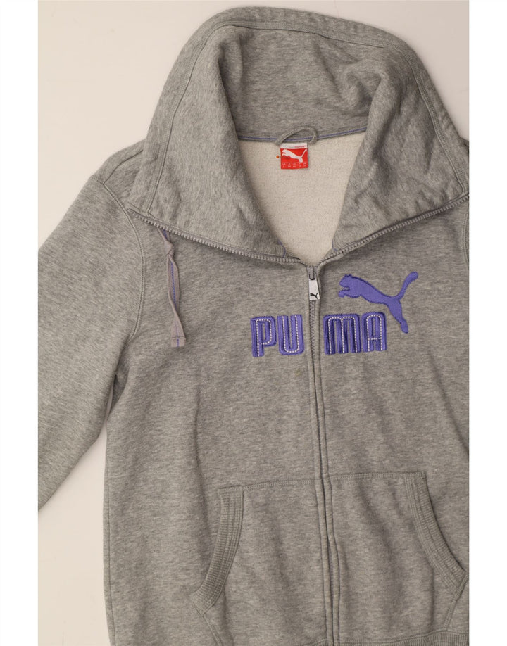 PUMA Womens Graphic Tracksuit Top Jacket UK 14 Large  Grey Cotton Vintage Puma and Second-Hand Puma from Messina Hembry 