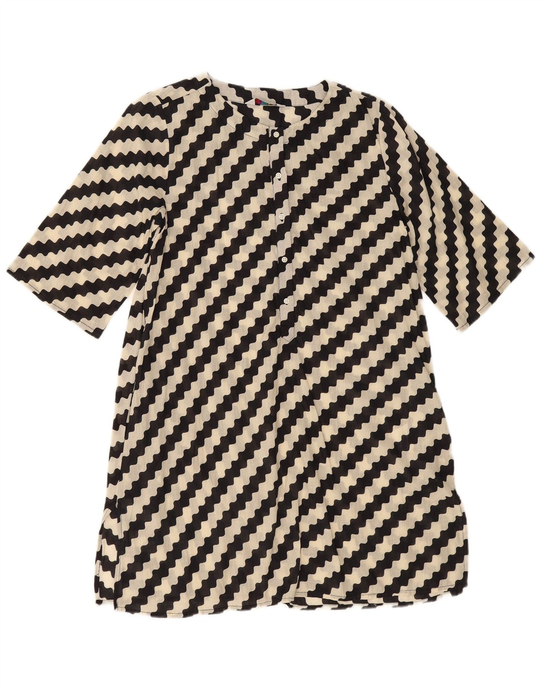 COMPANIA FANTASTICA Robe trapèze pour femme UK 44 en coton rayé noir moyen