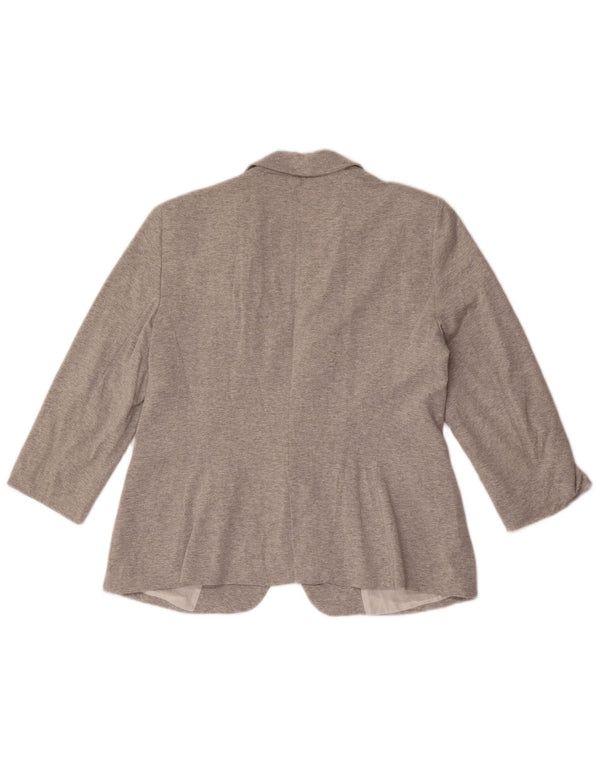 Zara Womens 1 Button 3/4 Sleeve Blazer Jacket UK 18 XL Gris Moucheté Coton