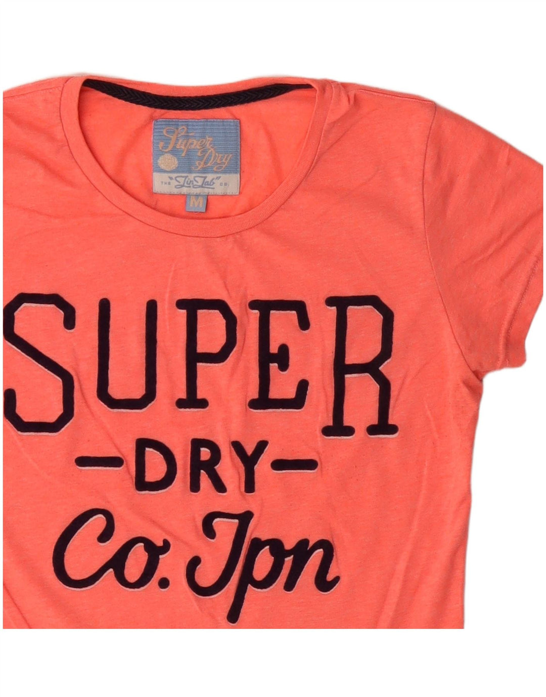 Superdry T-Shirt Graphique Femme UK 12 Coton Orange Moyen