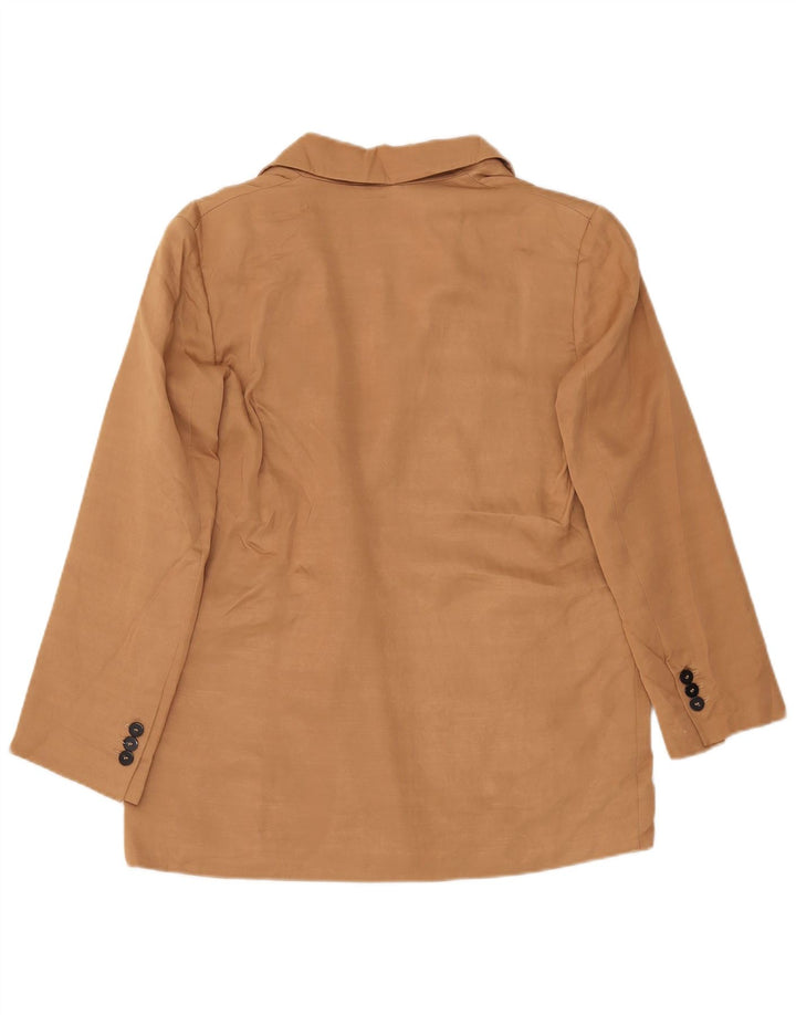 ZARA Veste blazer surdimensionnée à double boutonnage pour femme UK 10 Small Beige
