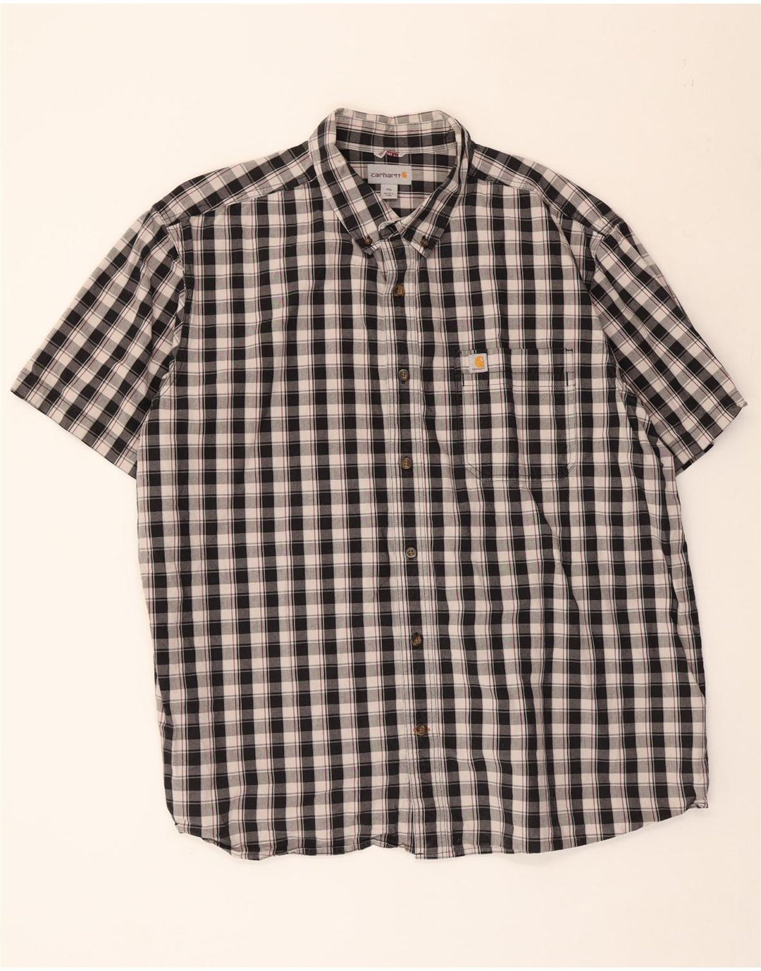 CARHARTT Chemise décontractée à manches courtes pour homme 2XL à carreaux noirs