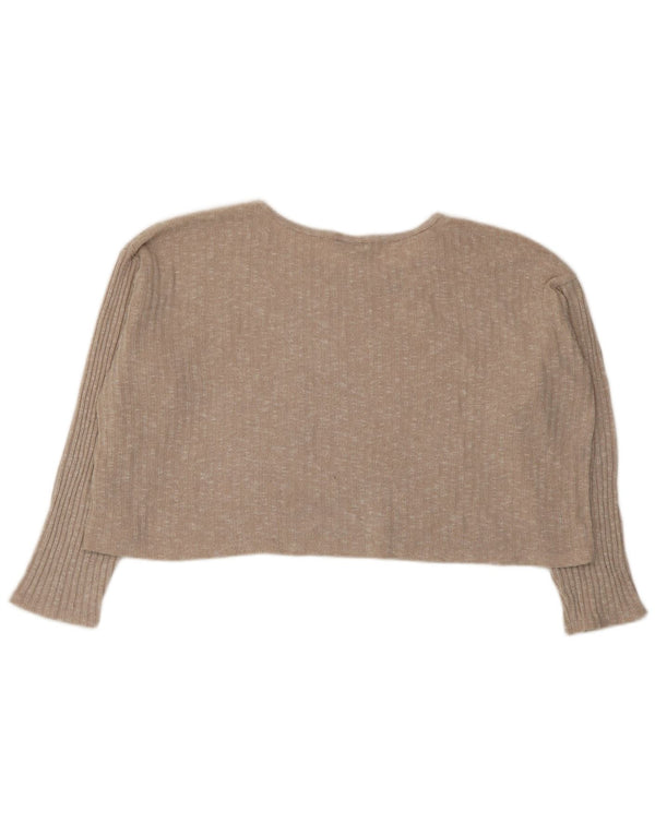 Topshop Haut court surdimensionné à manches longues pour femme UK 42 Beige moyen moucheté