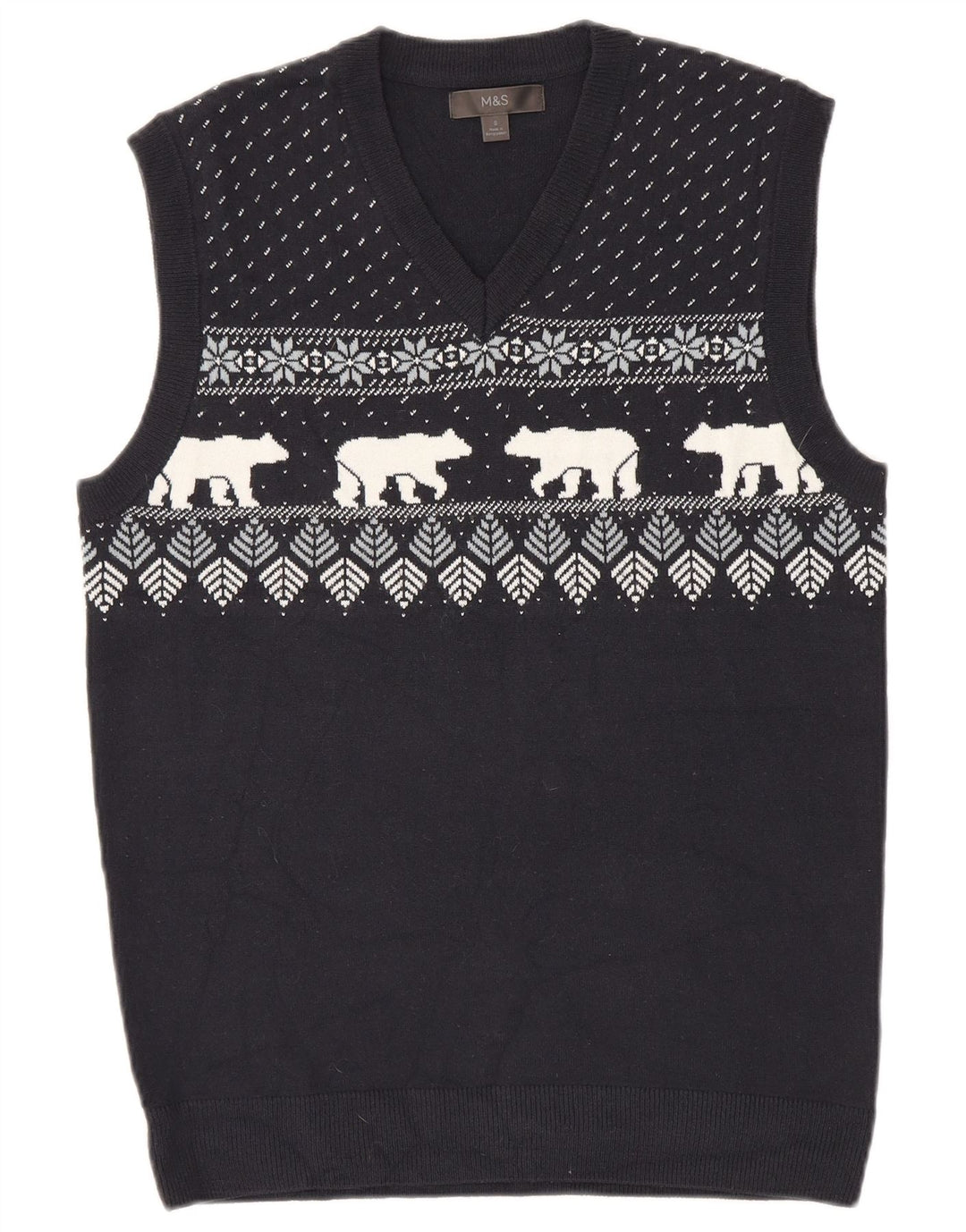 Marks & Spencer Débardeur pour homme Petit bleu marine Fair Isle Acrylique