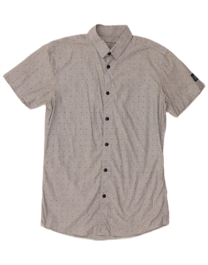 Jack & Jones Chemise à Manches Courtes Homme Gris Moyen à Pois Coton