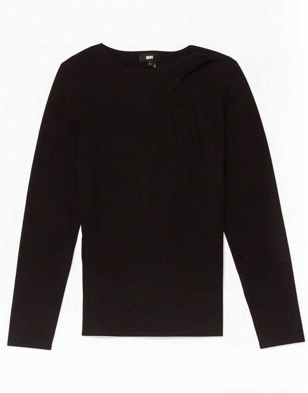 Dkny Pull col bateau pour femme UK 12 en coton noir moyen