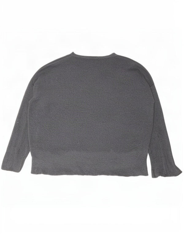 Zara Pull surdimensionné à col rond pour femme UK 10 Petit Gris